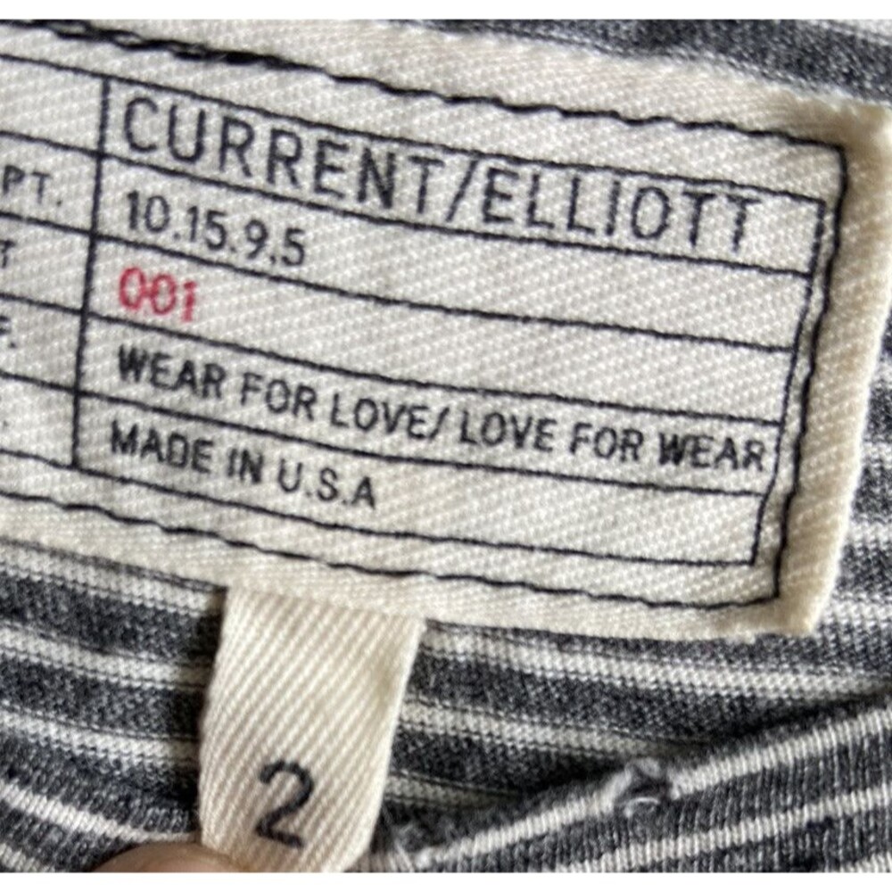 Current Elliott Women Beatnik Shrirt Dress Size M Gray Striped Distressed Casual - Picture 8 of 14